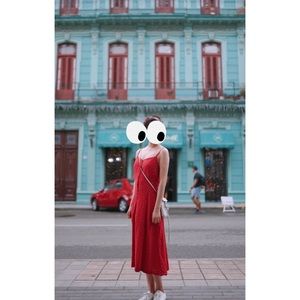 Uniqlo Red dot camisole dress